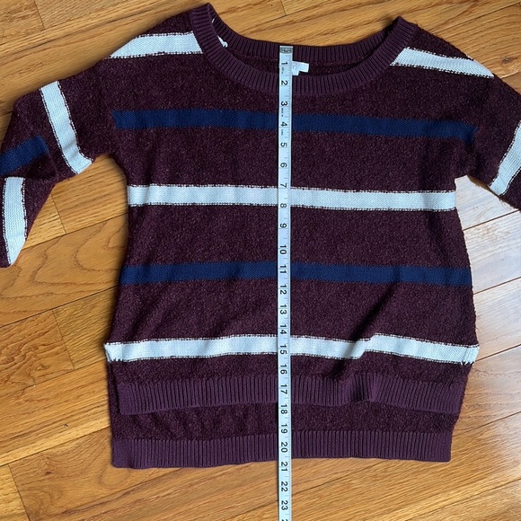 EUC BP size Small Maroon Stripe Crop Crew Neck Sweater - Picture 4 of 9